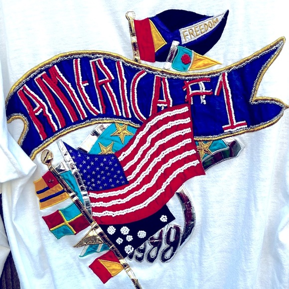 1987 Vintage Appliquéd Bonnie Boerer & Co. America Freedom #1 Yacht Top LARGE - Picture 5 of 13